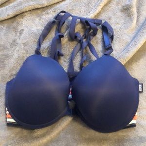 VS PINK Front Close Navy Blue Bra 32DDD